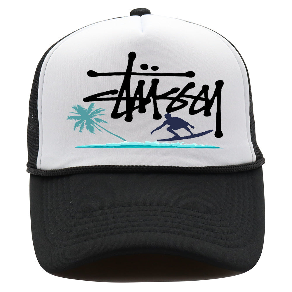 Stussy Hat Printed Truck Mesh Cap Outdoor Surfing Casual Sun Hat