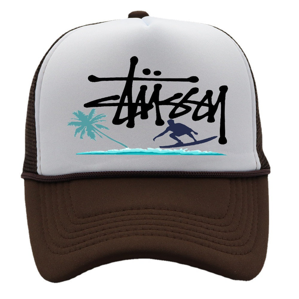 Stussy Hat Printed Truck Mesh Cap Outdoor Surfing Casual Sun Hat