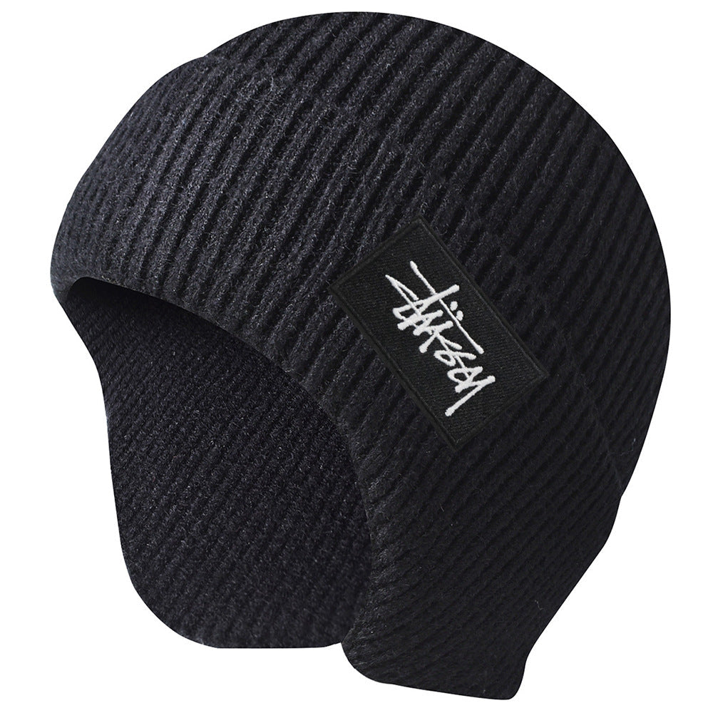 Stussy Hat Winter Knitted Hat Men's and Women's Warm Ear Protector Outdoor Wool Hat